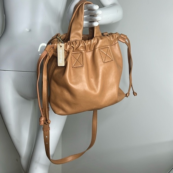 Madewell The Piazza Mini Brown Leather Crossbody Bucket Drawstring Handbag - New - Picture 1 of 11